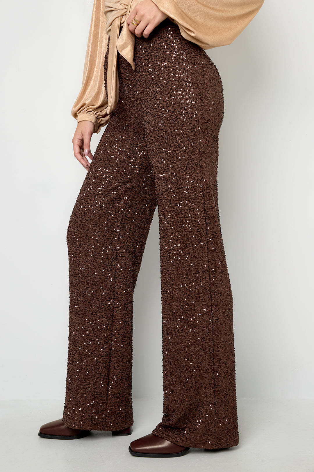 Polyester fiber (polyester) Straight pants Sequins Elegant Fall/Winter  Clothes