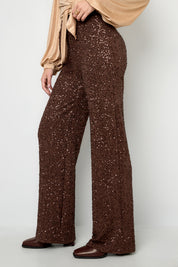 Polyester fiber (polyester) Straight pants Sequins Elegant Fall/Winter  Clothes