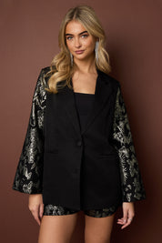 Festive Blazer Jacquard Sleeves