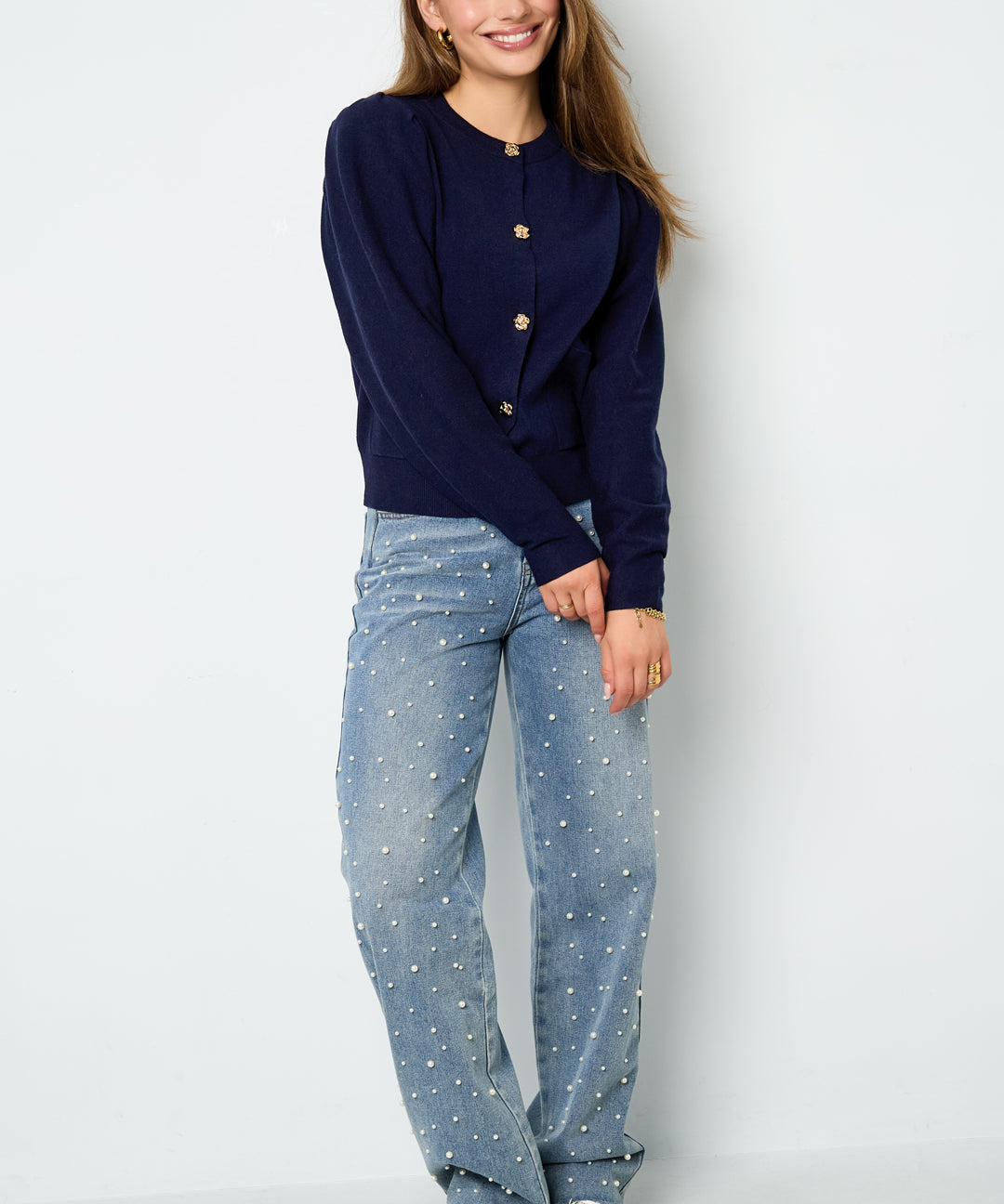 Cardigan with floral buttons