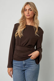 Fitted top with flared sleeves