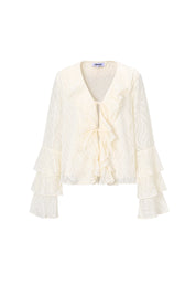 Co-ord Set White Leaves - Long Sleeve Tops