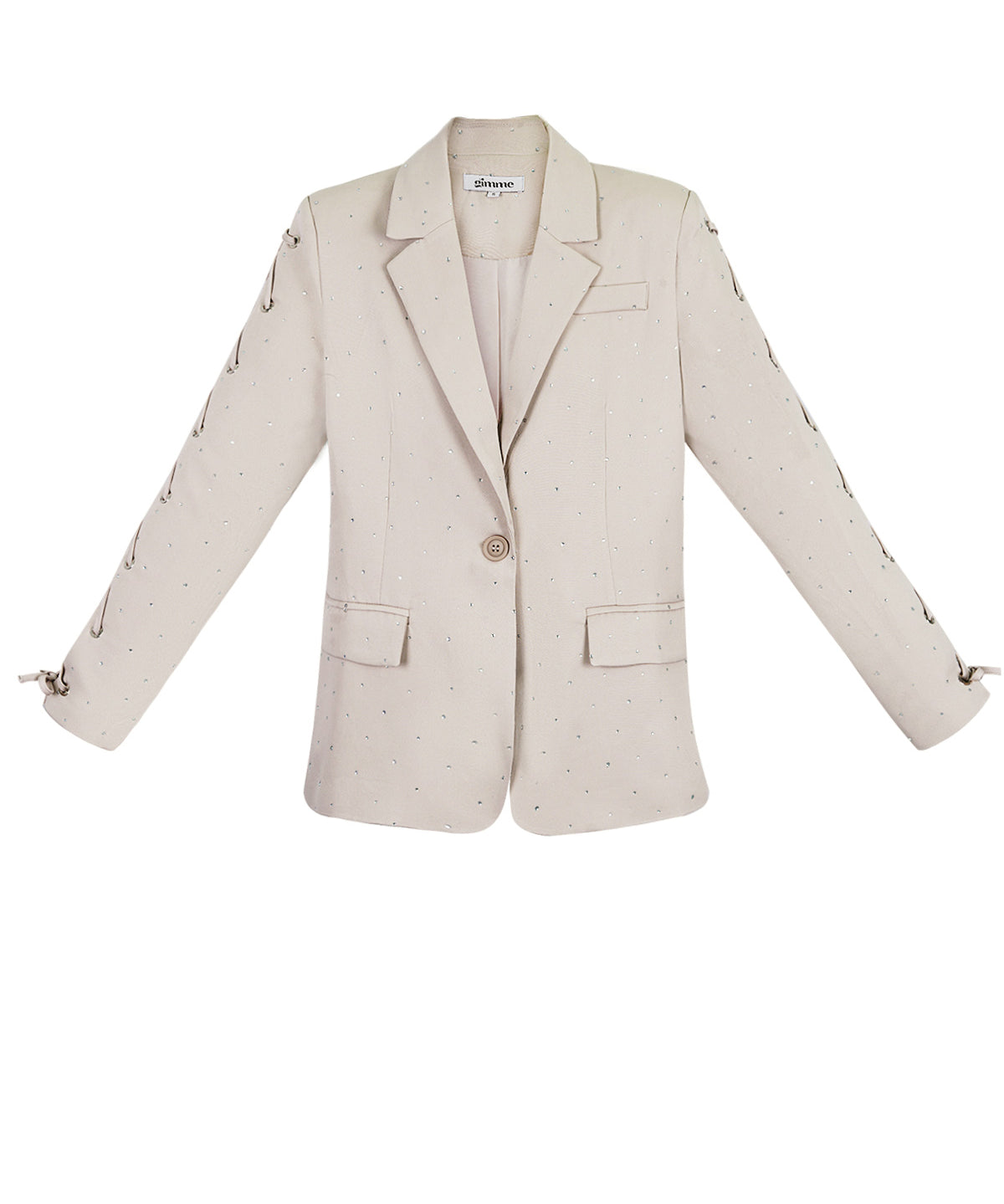 Blazer with stones and lace-up sleeves