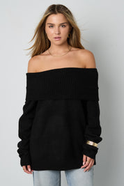 Off the shoulder basic sweater
