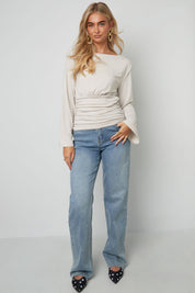 Fitted top with flared sleeves