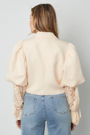 Trendy Short Blazer With Lace