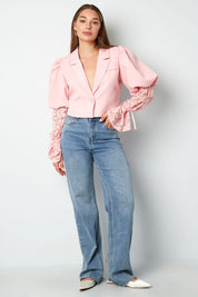 Trendy Short Blazer With Lace