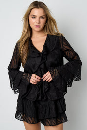 Co-ord Set White Leaves - Long Sleeve Tops