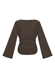 Fitted top with flared sleeves