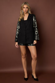 Festive Blazer Jacquard Sleeves