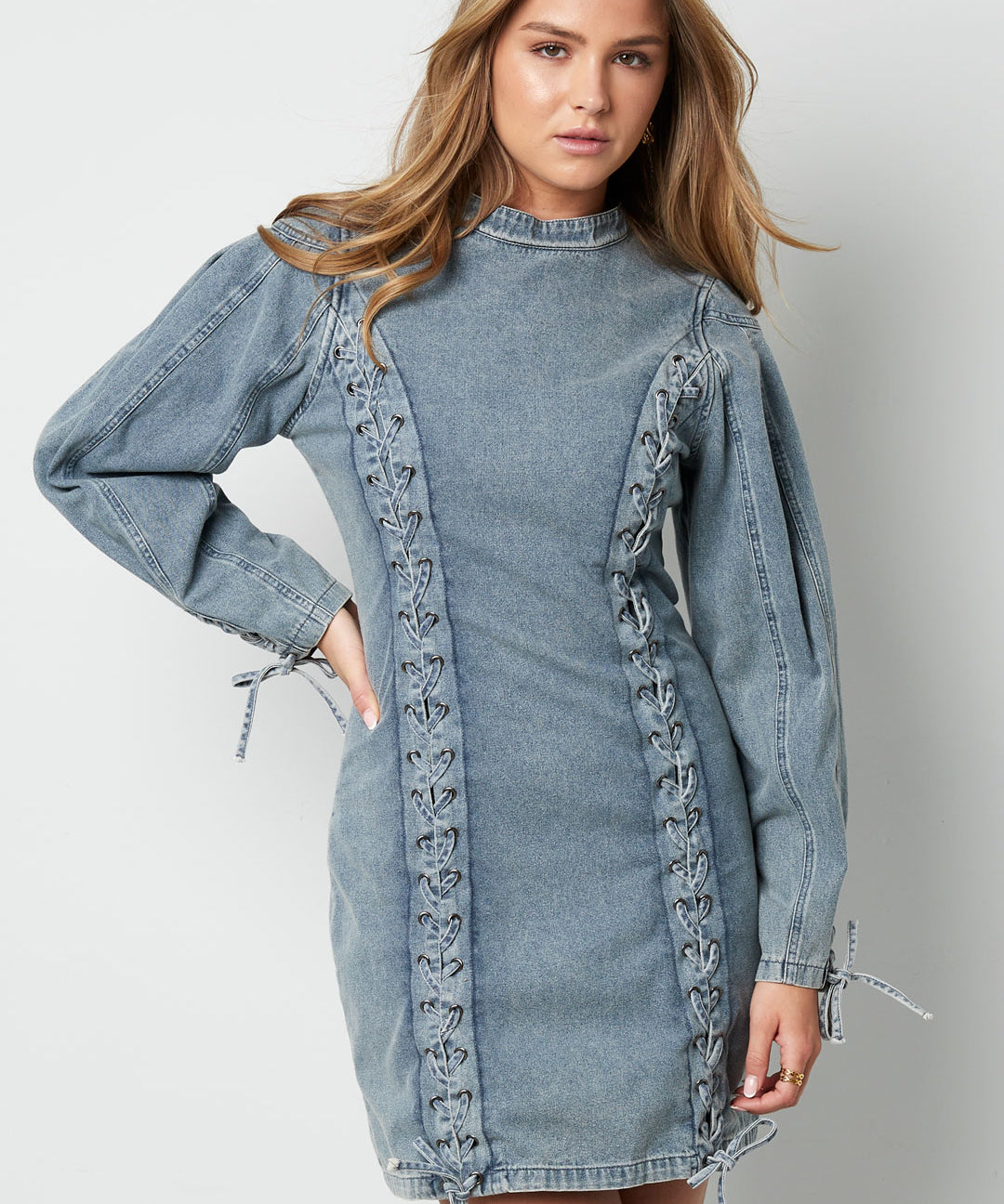 Denim laces dress