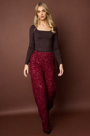 Polyester fiber (polyester) Straight pants Sequins Elegant Fall/Winter  Clothes